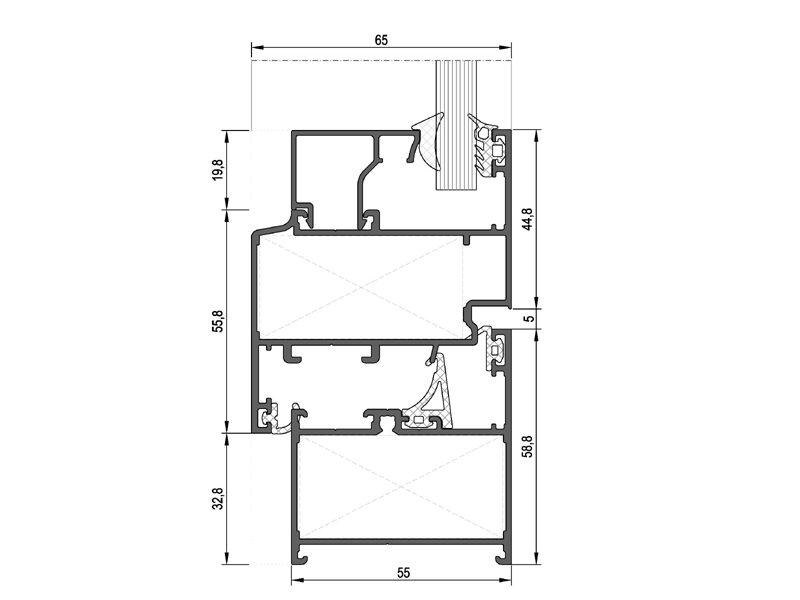 RW55+ Düz Hatlı Yalıtımsız Kapı ve Pencere Sistemi